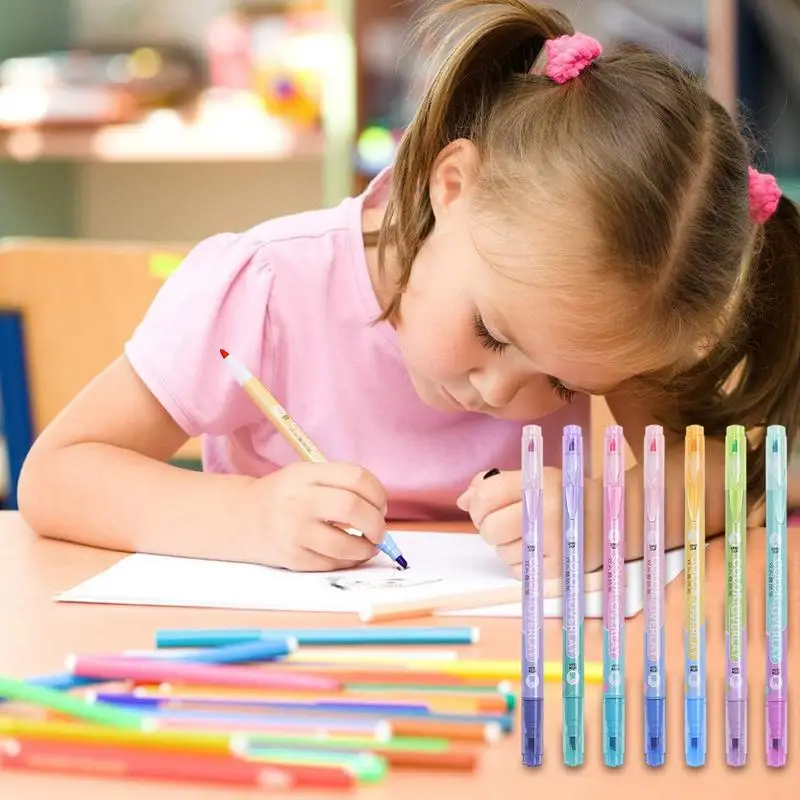 Rotuladores Resaltadores para dibujar, rotuladores de doble punta de colores, sujeción cómoda, herramienta de manualidades DIY para diario, póster, tarjeta de felicitación