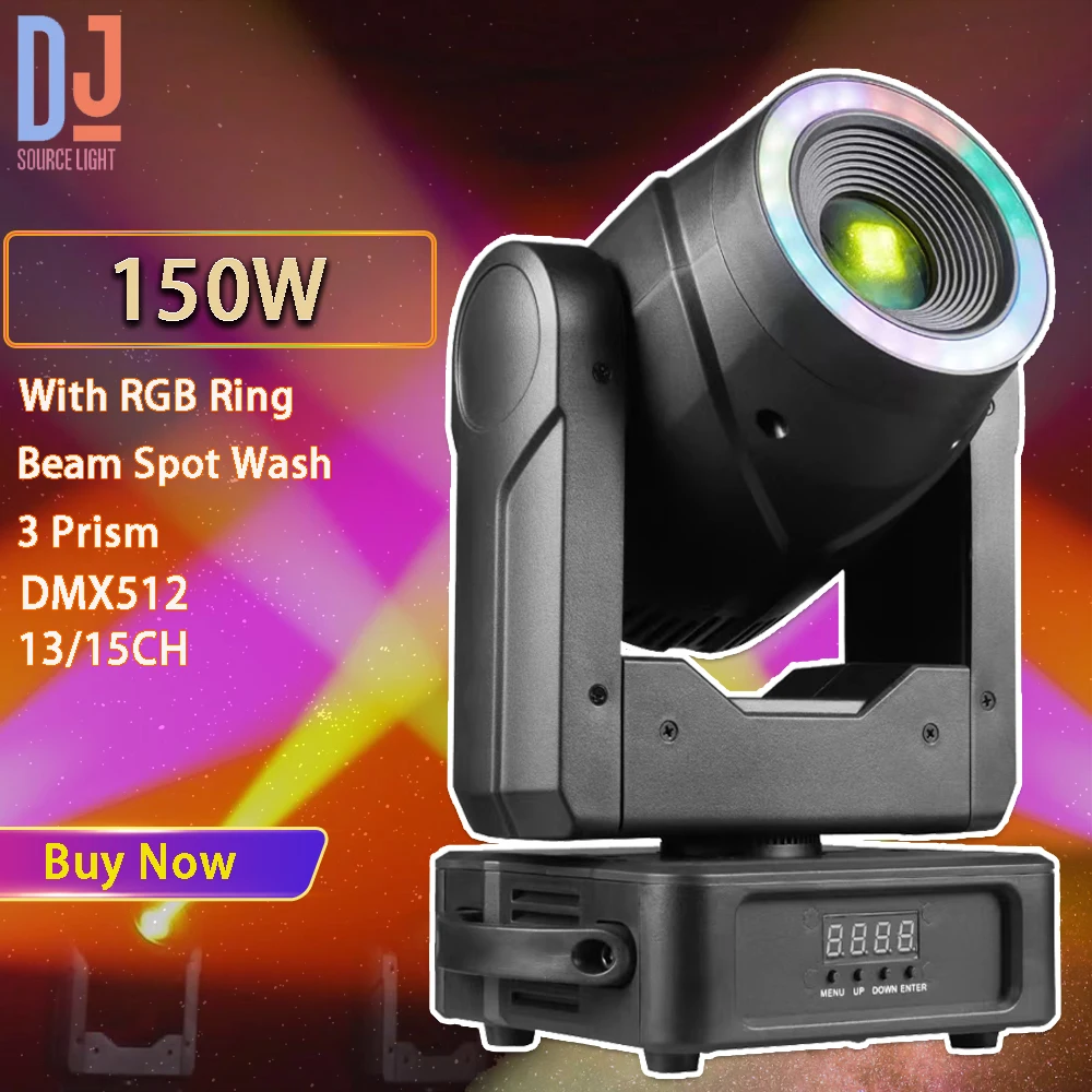 New 150W Moving Head Light Beam Spot Stage Lights With RGB Aperture 3 Prism DMX512 DJ Disco Party Club Wedding Stage Lighting