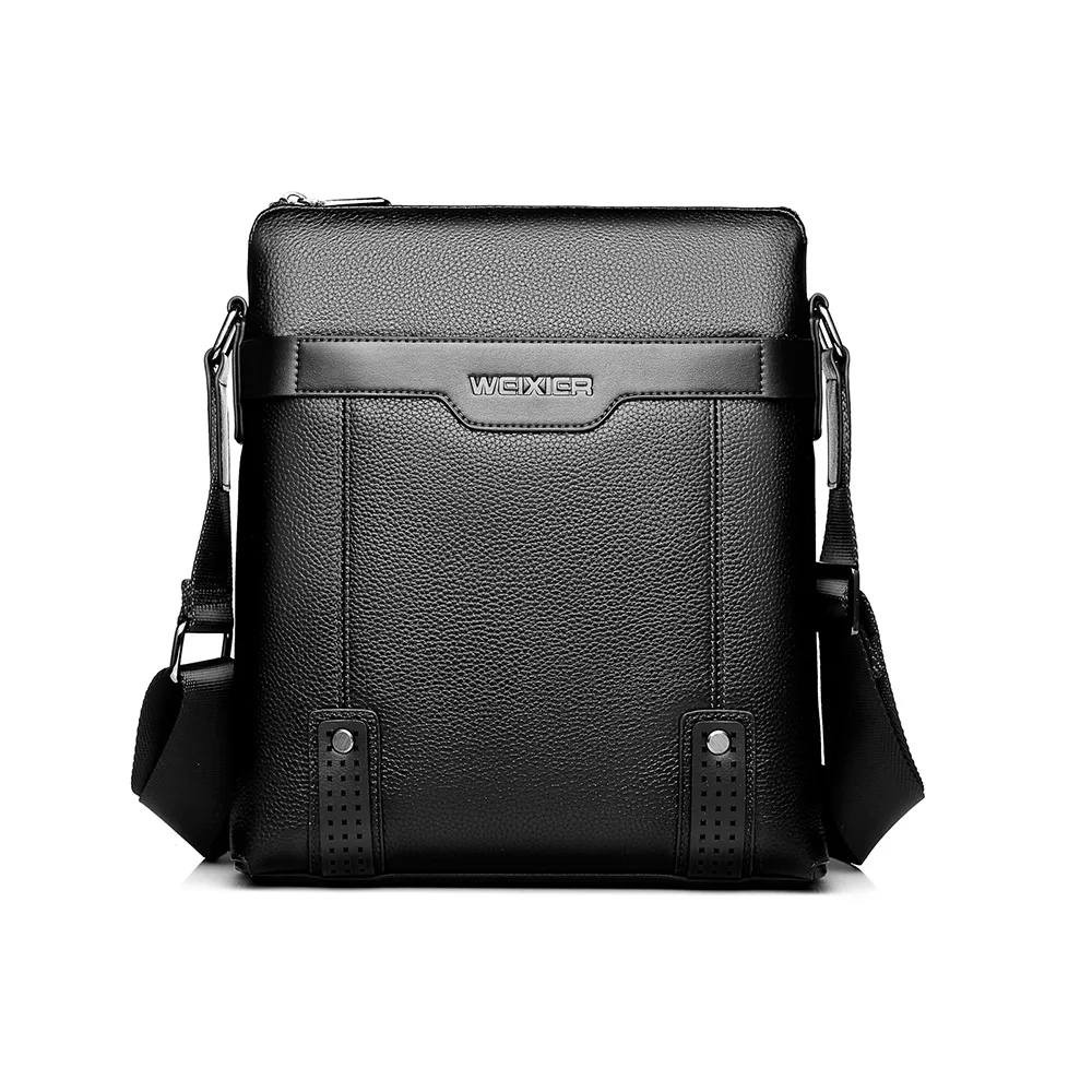 WEIXIER New Mens Casual Travel Shoulder Bag Business Brand PU leather Handbag Fashion Travel Crossbody Large Capacity Man Bag