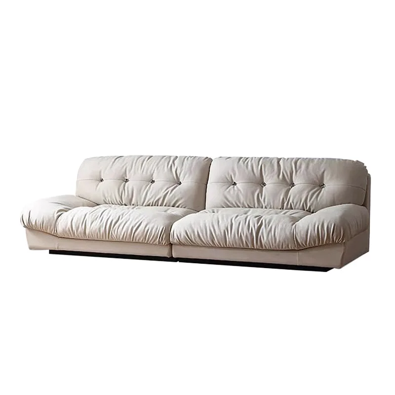 

we-Cloud Sofa Cream Wind Minimalist Grinding Cloth Living Room Small Flat Straight Row Three Cloth Sofa Set@