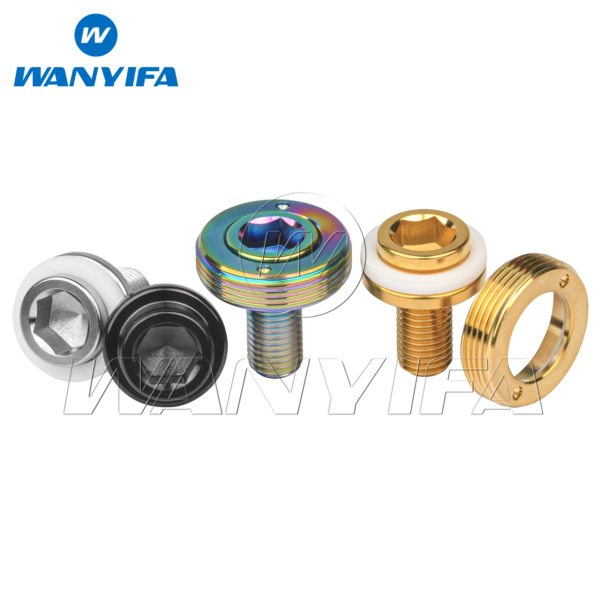 Wanyifa Titanium Bolt M8x15mm Crank Screw With Dust Cover Fixing Crank Set for MTB Road Bike Ti Parts