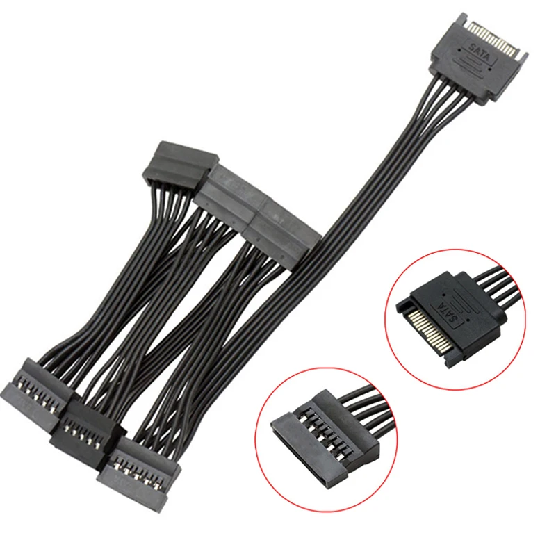 

1/3/5PCS 15Pin SATA Power Supply Splitter Cable Hard Drive 1 Male To 3/4/5/6 Female Extension Power Cord For DIY PC Sever