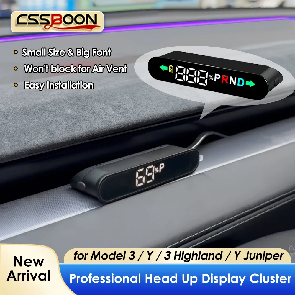 For Tesla Model 3 Y Juniper 2025 Mini Meter Automotive Head-Up Smart Display LCD Instrument Panel Modification Dedicated HUD