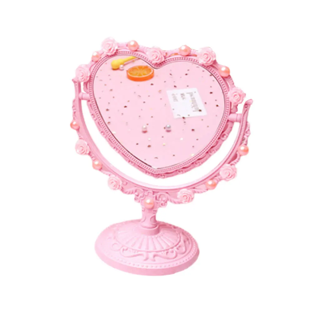 1 Uds. Espejo de corazón rosa, espejo de maquillaje portátil duradero, diseño exquisito, regalo compacto para niñas y mujeres, espejo portátil