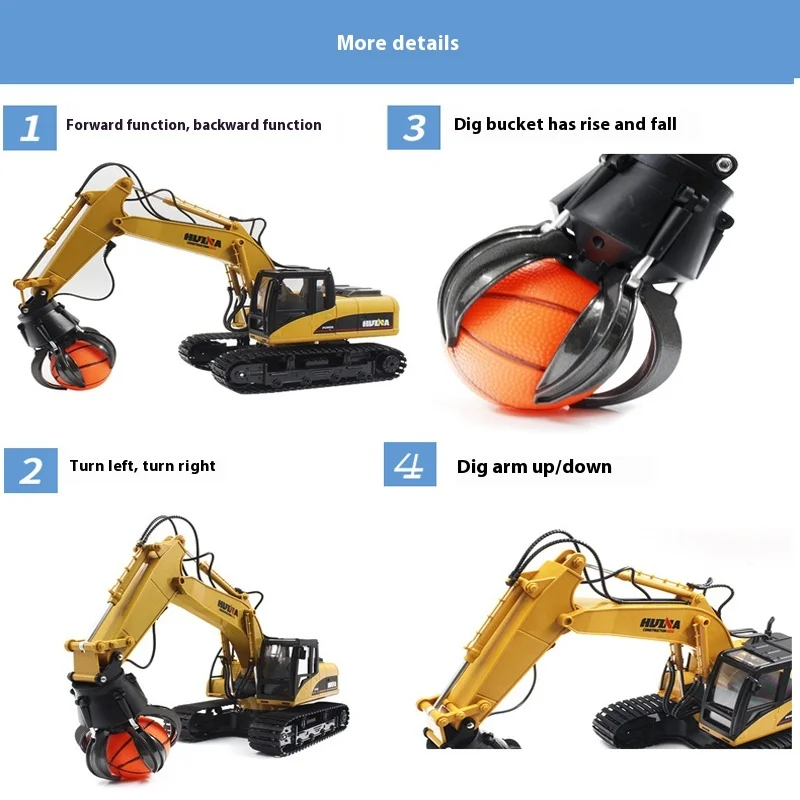 Huina 1571 Dieciséis vías Control remoto aleación bola Grabber Control remoto eléctrico coche de juguete alta simulación juguete vehículo de ingeniería