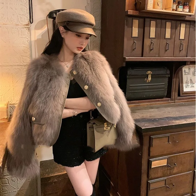 

2026 Xiaoxiangfeng Female Short Imitation Fox Fur Coat Women's Winter Super Age-reducing Young Versatile Foreign High-end Top