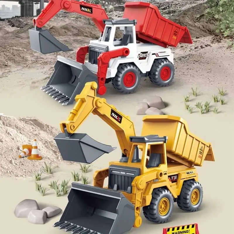 Grote Traagheidsgraafmachine Bulldozer Met Gronddump Vrachtwagen Kindertechniek Auto Jongen Speelgoed Auto Simulatie Model Verjaardagscadeau