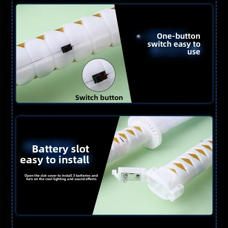 Espada de guerreiro luminosa, 67cm/27,17 polegadas, plástico branco, katana, periféricos de jogo, adereços de modelo com bainha, suprimentos para festa, brinquedos de ornamentos