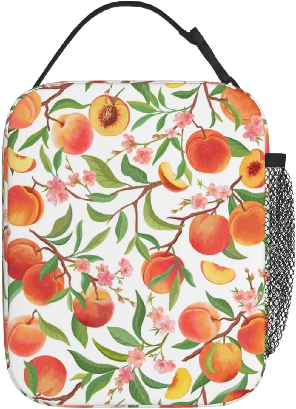 Pfirsichfarbene Lunchbox für Erwachsene, Kinder, Damen, Herren, Obst, Lunchtasche, Kühltasche, wiederverwendbar, isoliert, Lunchtasche, Behälter, Geschenke