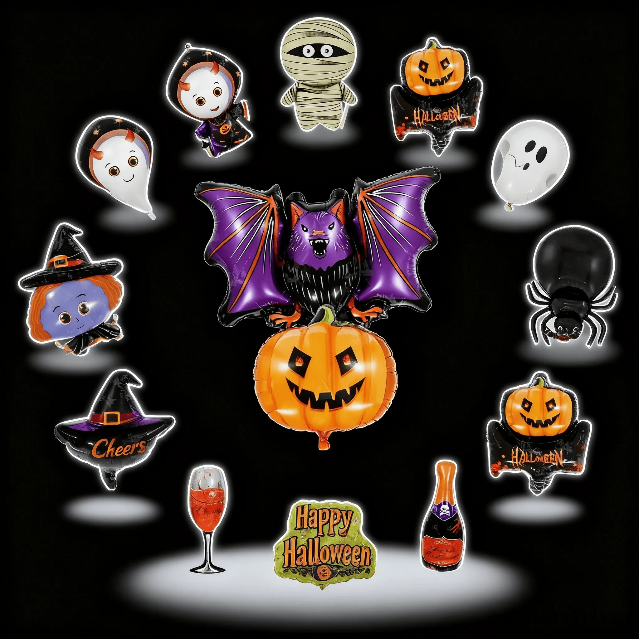 

Halloween Foil Balloons Pumpkin Bat Spider Mylar Balloon Halloween Haunted House Home Decoration Props Trick or Treat Supplies
