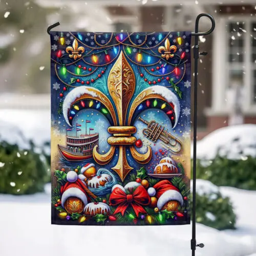 Christmas Louisiana Fleur De Lis Flag Garden Flag