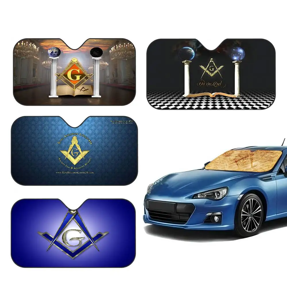 Masonic Lodge Freemasonry Logo Car Windshield Sunshade Cover Foldable Automotive Sun Shade Visor Window Uv Reflector Cars