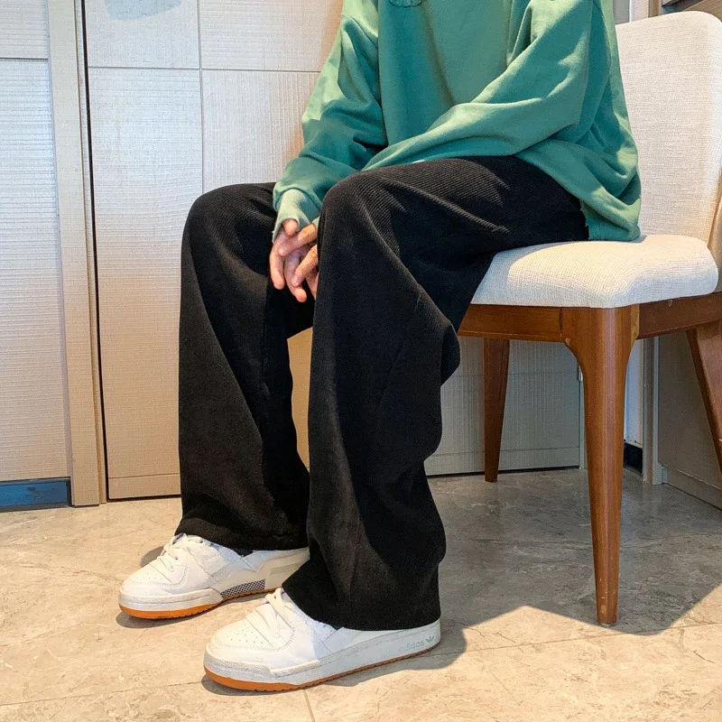 

LIBIELIY весенне-осенние мужские брюки, вельветовые брюки из синели с напуском, спортивные штаны, повседневные однотонные мужские брюки для бега