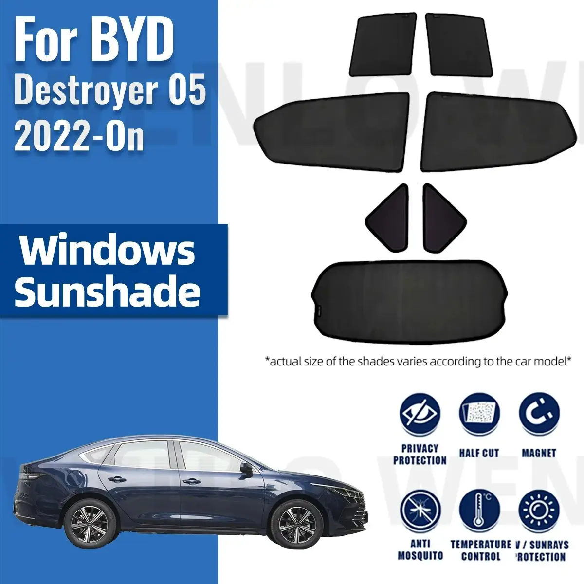 For BYD destroyer 05 2024 2023 2022 Car Sunshade Shield Magnetic Front Windshield Frame Blind Curtain Rear Side Window Sun Shade