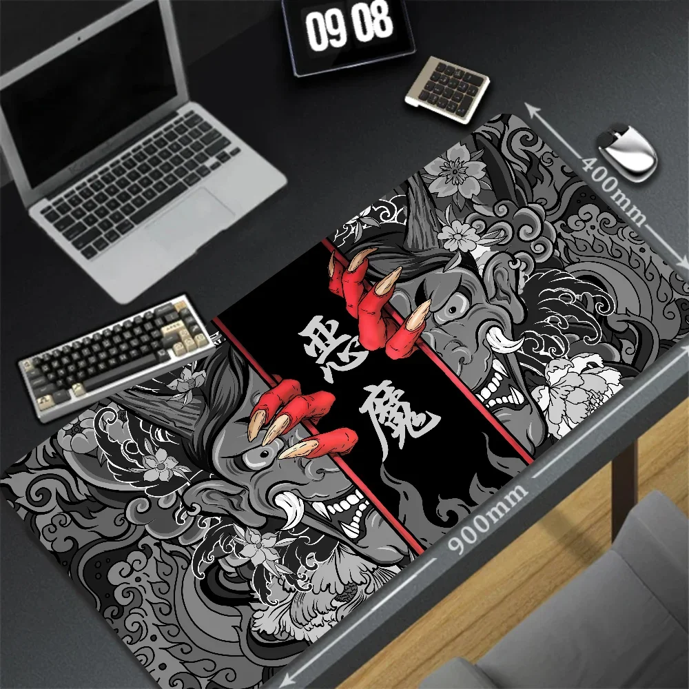 Almofada De Mesa Diabo De Tamanho Grande, Anime Japonês Mousepad, Mesa Para PC, Cara Fantasma, Preto, Teclado De Borda De Bloqueio, Novo