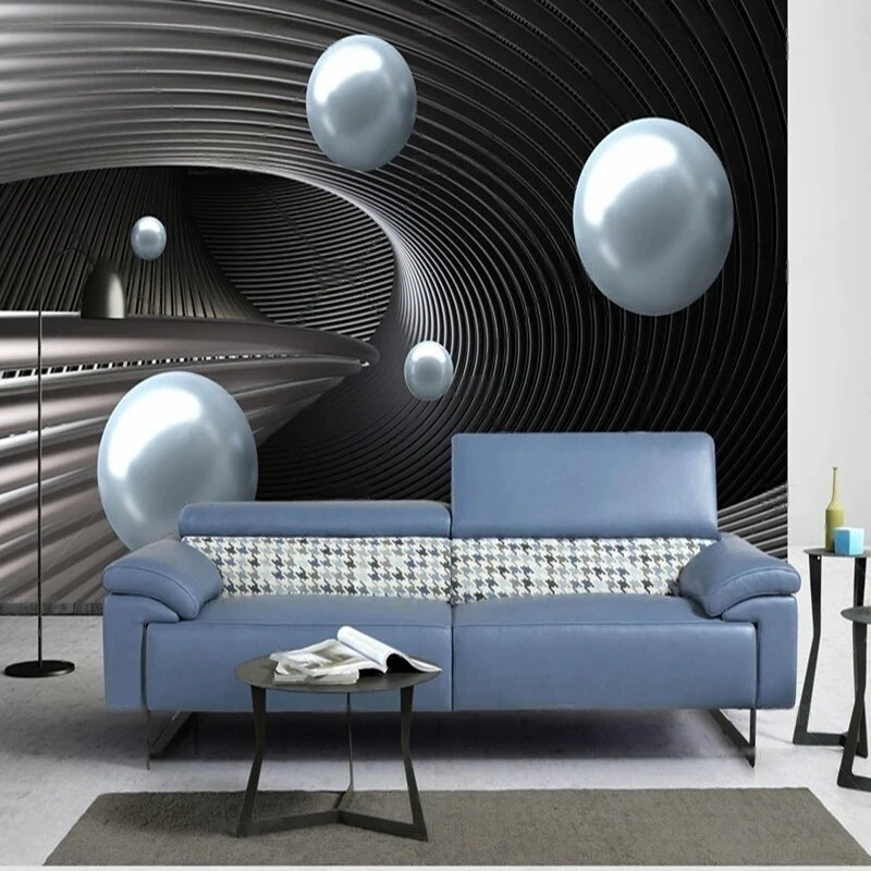 

Original abstract space metal sphere 3d TV bedroom interior home decoration background wall