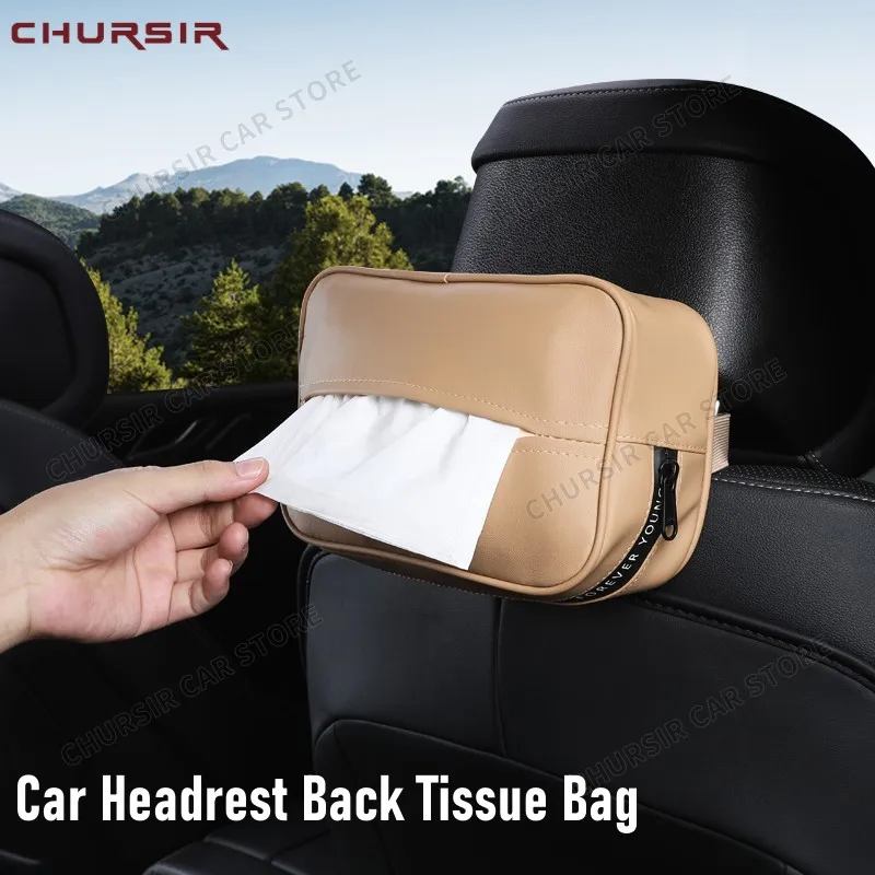 Car Headrest Back Tissue Bag For Genesis High Quality Napa Leather Seat Back Tissue Box Organizer Universal Interior Accessories