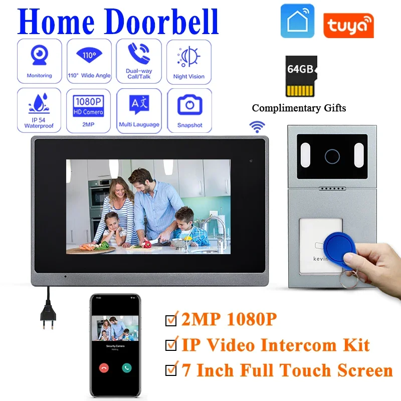 

TCP/IP Protocal Street Panel video Doorbell Camera Indoor Monitor Will Show Image of The Visitor Phone Intercom IP Wifi Black