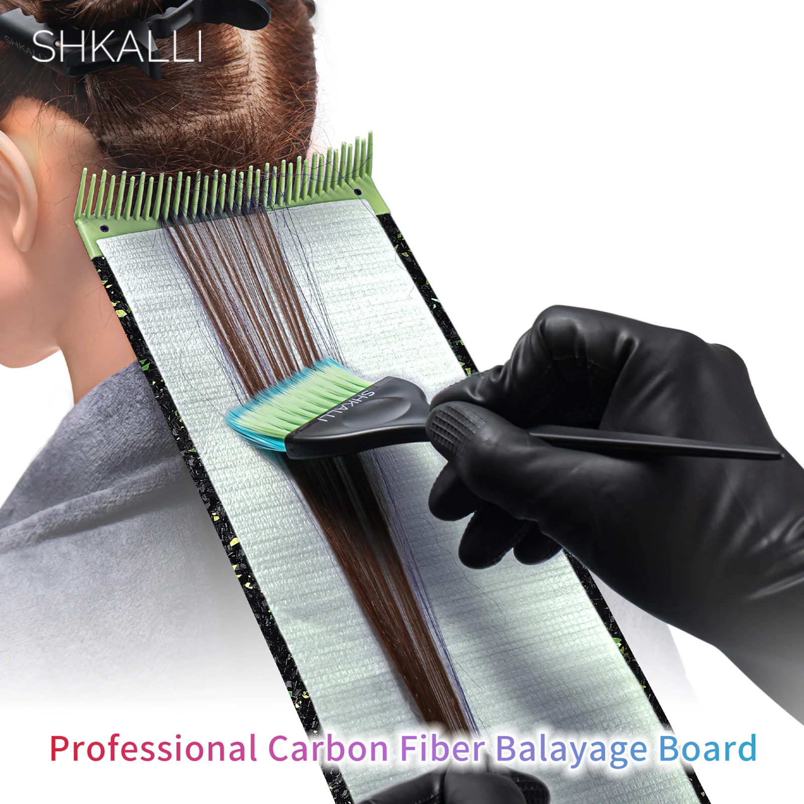전문가용 카본 파이버 하이라이팅 보드 (빗살 포함) 염색 보드 스타일링 액세서리 (미용사용 컬러링 도구)