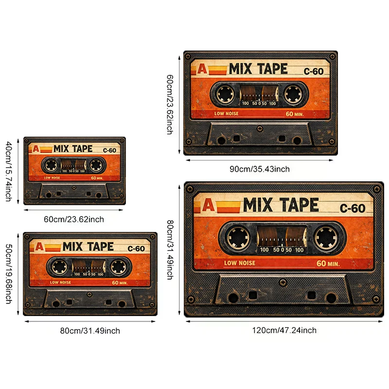 Polyester Cassette Tape Doormat Retro Entrance Mat Vintage Music Lover Decor Welcome Indoor Outdoor Stylish Rug Ideas Floor Mat