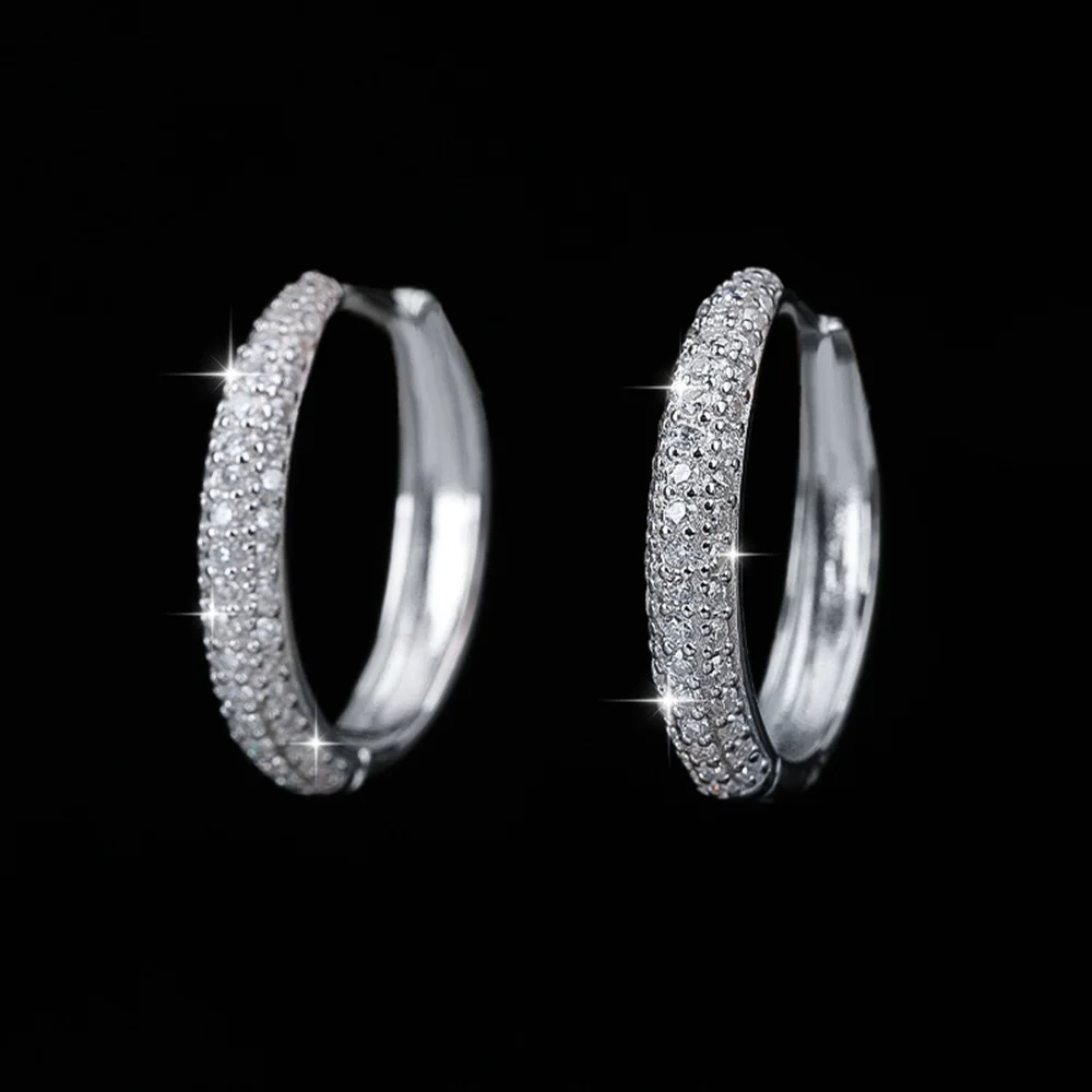 

Серьги-гвоздики из стерлингового серебра S925 с муассанитом цвета D, полностью инкрустированные бриллиантами, для женщин, подарок на день рождения, вечеринку, годовщину