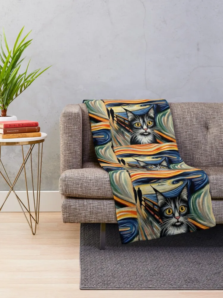 I m shocked funny cat Throw Blanket Summer warm for winter Flannels Blankets