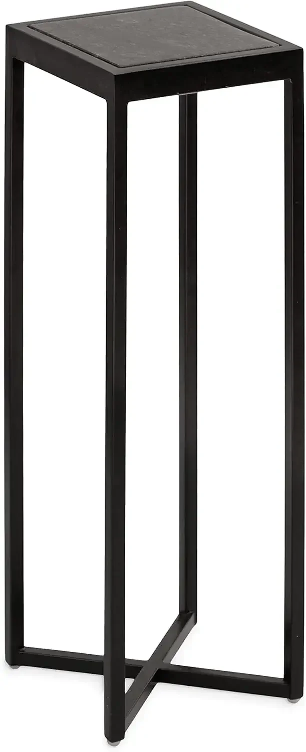 

Jaspur Modern Square Drink Table, 7 x 7 x 21, Black and Black Marble, Decorative Contemporary Accent Table for Stylish Display