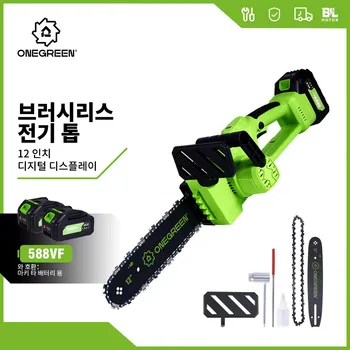 원그린 브러시리스 전기 체인톱, 무선 배터리 톱, 정원 목공 전동 공구, 마키타 18V 배터리용, 6000W, 12 인치