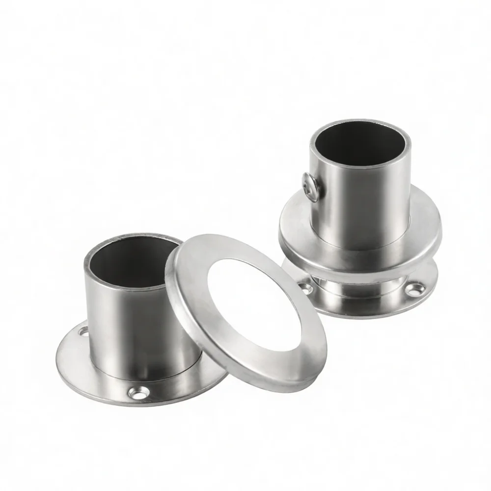 Adjustable Stainless Steel Pipe Flange Holder For Amada Wardrobe Rail Support Durable Wall Mounted Fitting Accessory