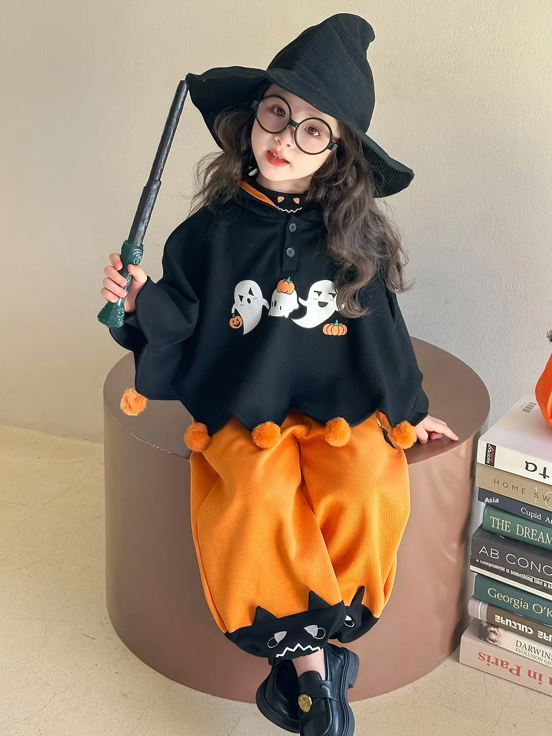 

Детский модный капюшон на Хэллоуин, наряд для маленьких девочек, осенне-зимний комплект одежды, длинный свеч Performance Cos...