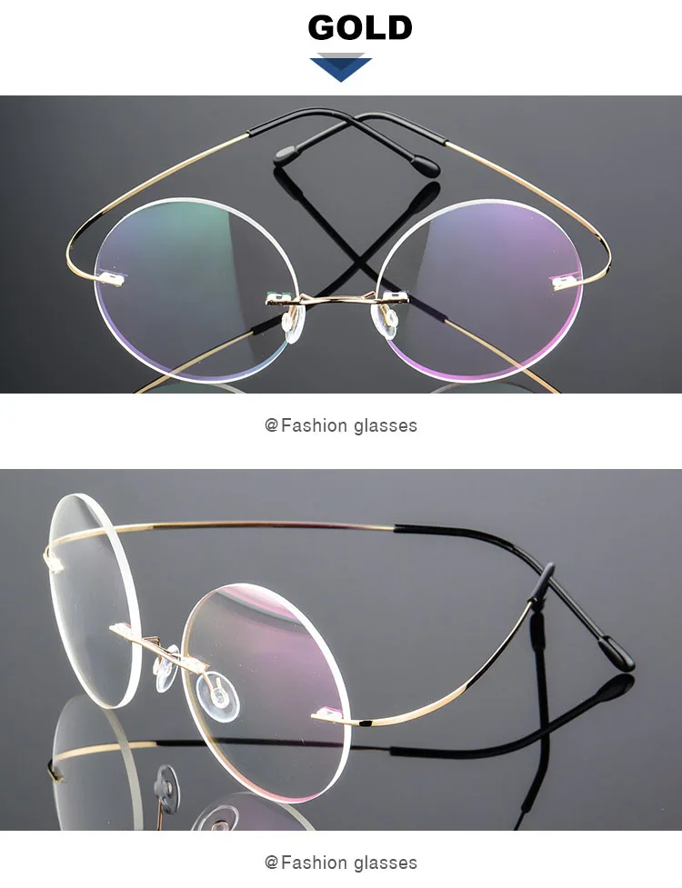 Ältere Klassische Runde Anti Blau Licht Lesebrille Männer Frauen Speicher Titan Legierung Randlose Rezept Presbyopie Leser – Detail 11