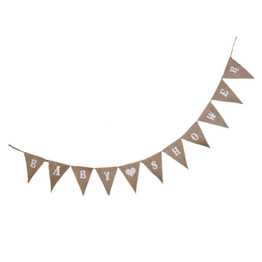 

Love Heart Garland Bunting Banner Rustic Party Decor Baby Shower Decoration 2.8M Burlap Heart Banner Triangle Burlap