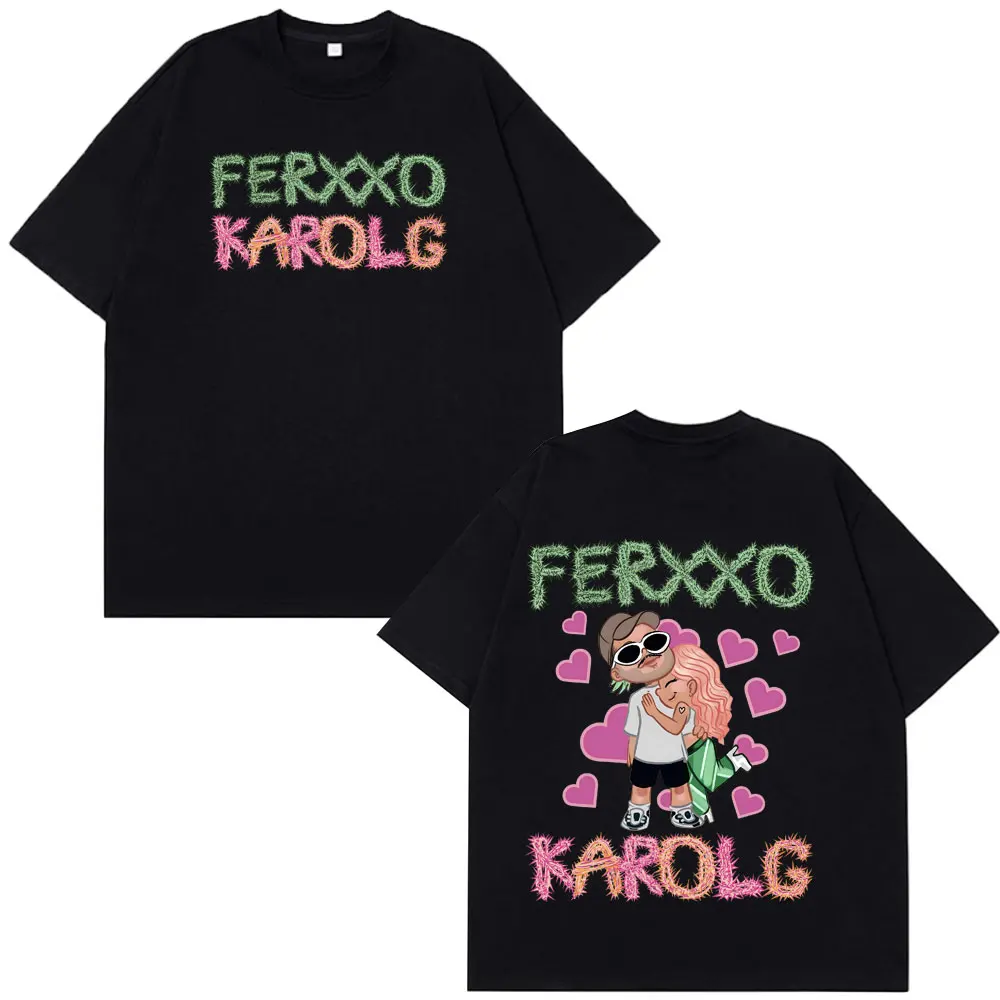 Karol G Feid Ferxxo T-shirts imprimés populaires hommes femmes mode été à manches courtes 100_ coton ample décontracté Hip-hop T-shirt surdimensionné