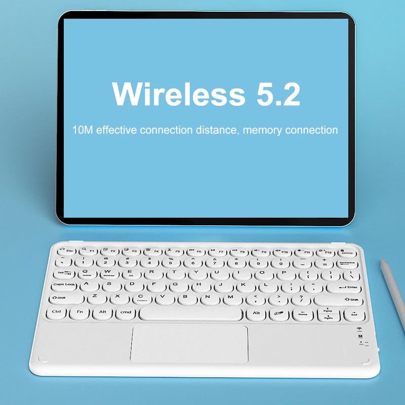 Tastiera Wireless compatibile con Bluetooth per IOS Android Windows Tablet tastiera Wireless ricaricabile con Touchpad per iPad Air