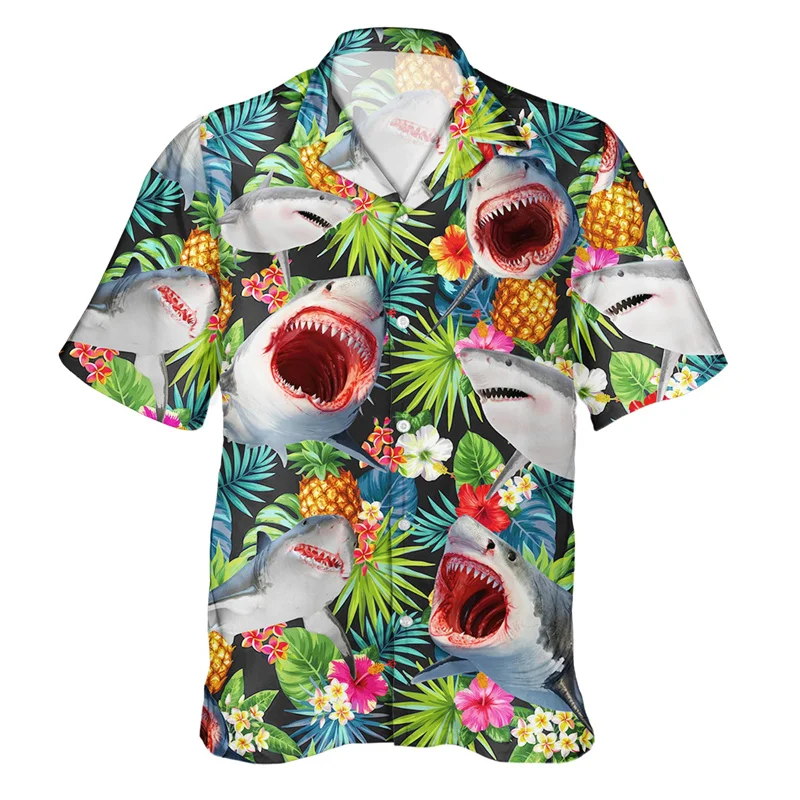 Ducks Dinosaur 3d Print Hawaiian Men\'s Shirt Skull Summer Oversized Shirts Button Lapel Short Sleeve Street Animal Aloha Shirt