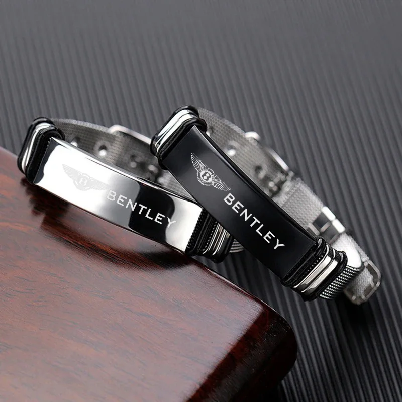 Pulseras ajustables de acero inoxidable con emblema de coche, pulsera para mujer y hombre, regalo para Bentley Flying Spur Continental GT Bentayga Mulsanne
