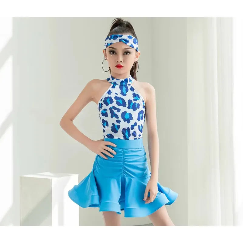 Children's Latin Dance Costume for Professional Competition Girls' Large Swing Dress New Children's Latin Training Performance