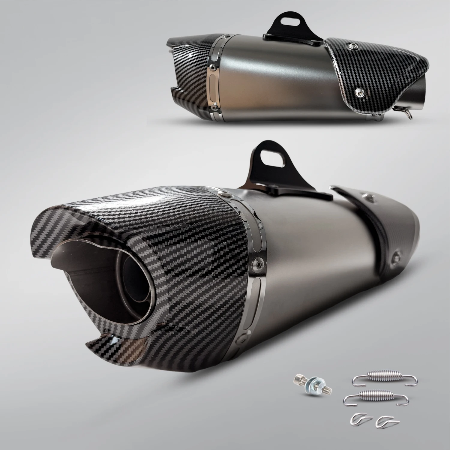 

51MM AT2 Universal Motorcycle Exhaust Carbon Fiber Muffler with DB Killer Escape Line For R1 Ninja650 MT07 Z900 GSXR600 CB500F