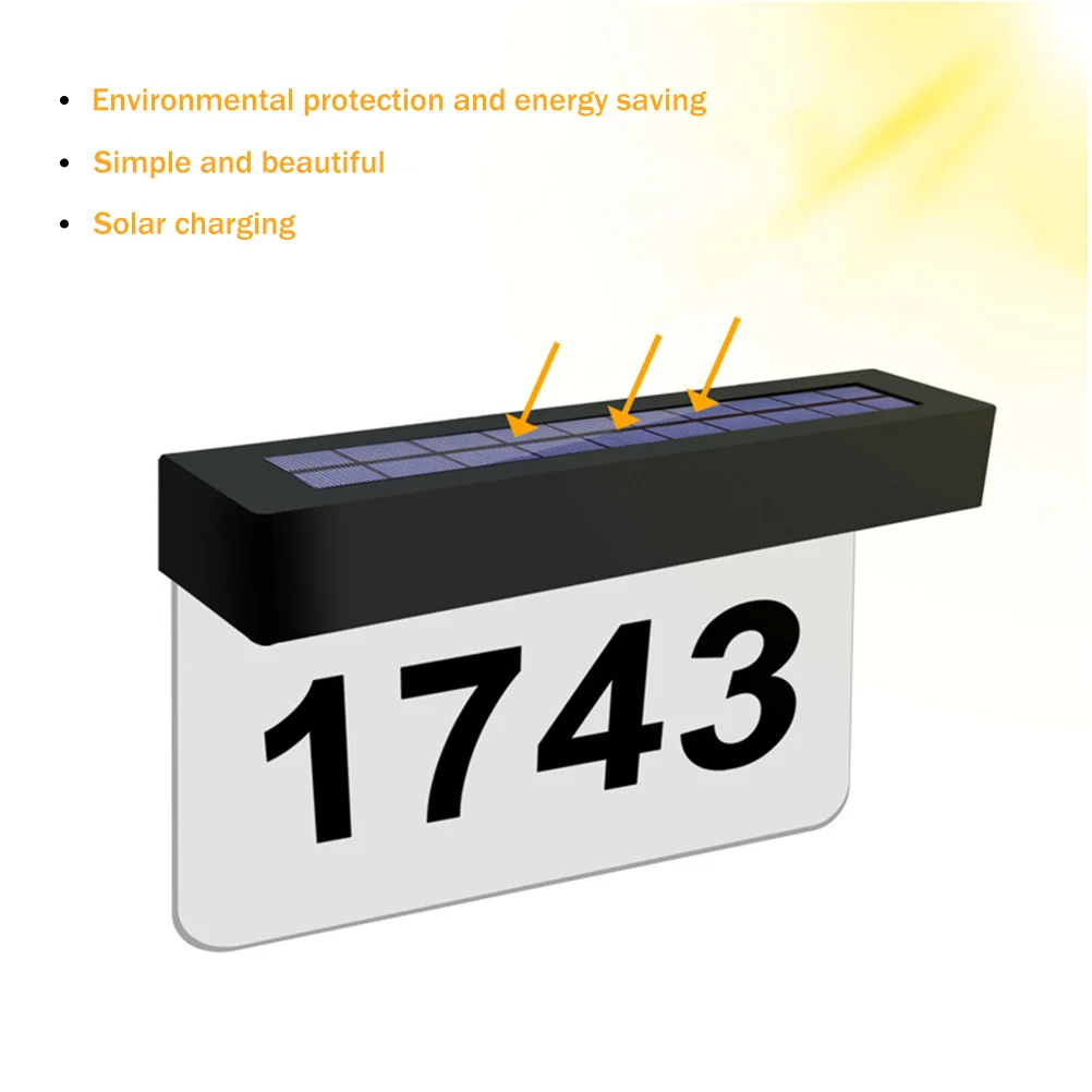 1세트 태양광 집 번호등 프리미엄 LED 도어플레이트 라이트 야외 태양광 주소 표지판 방수 주소 표지판