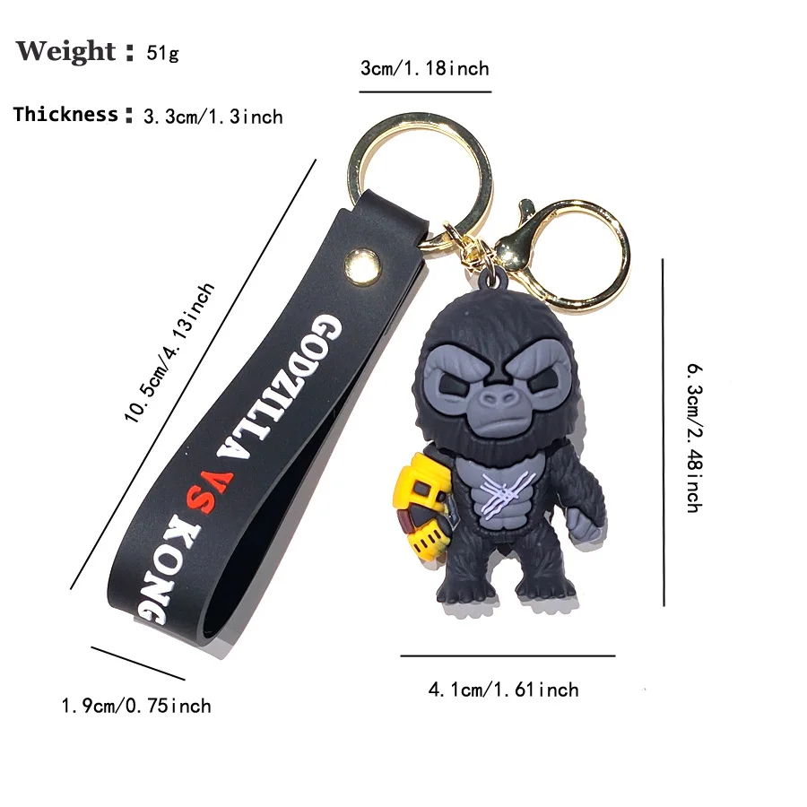 Anime King Kong VS Godzilla Keychains Cartoon Car Keyring PVC Action Figures Model Doll Bag Pendent Collection Toys Fans Gifts - view 4
