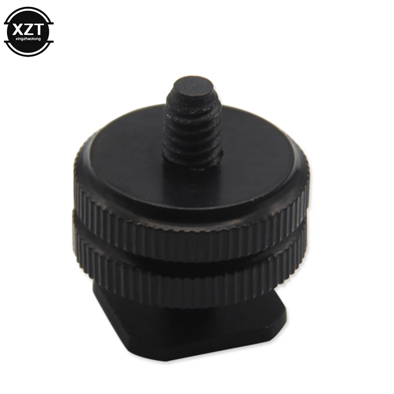 1Pcs Metal 1/4" 3/8" Dual Nuts Tripod Mount Screw Black to Flash Hot Shoe Adapter Stand For Camera Studio Accessory