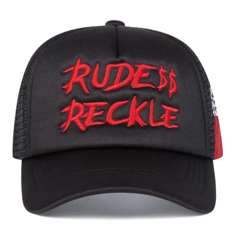 2026 New Baseball Hat RUDE Hand Skeleton Embroidered Hip Hop Hat Outdoor Daily Commuter Decoration Sunshade Hat Unisex Mesh Hat