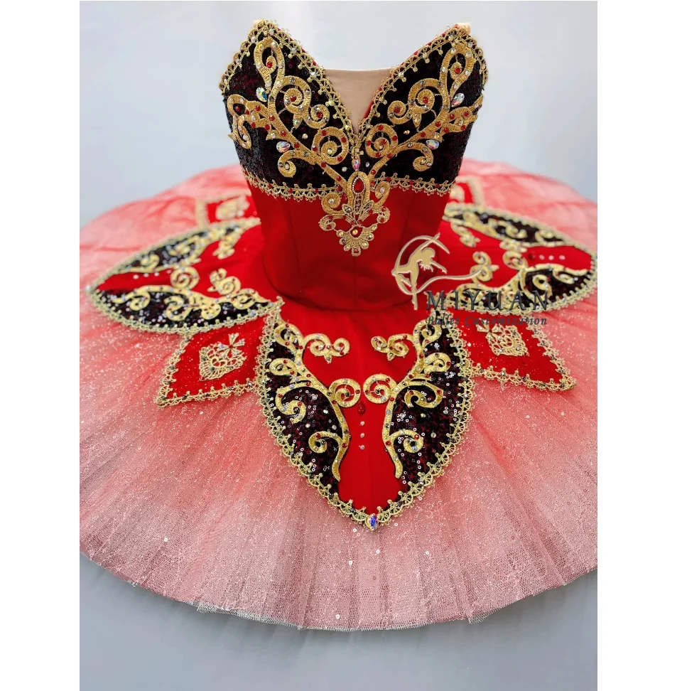 

2024 New classical tutu tailored red and black competition costumes for adults and children