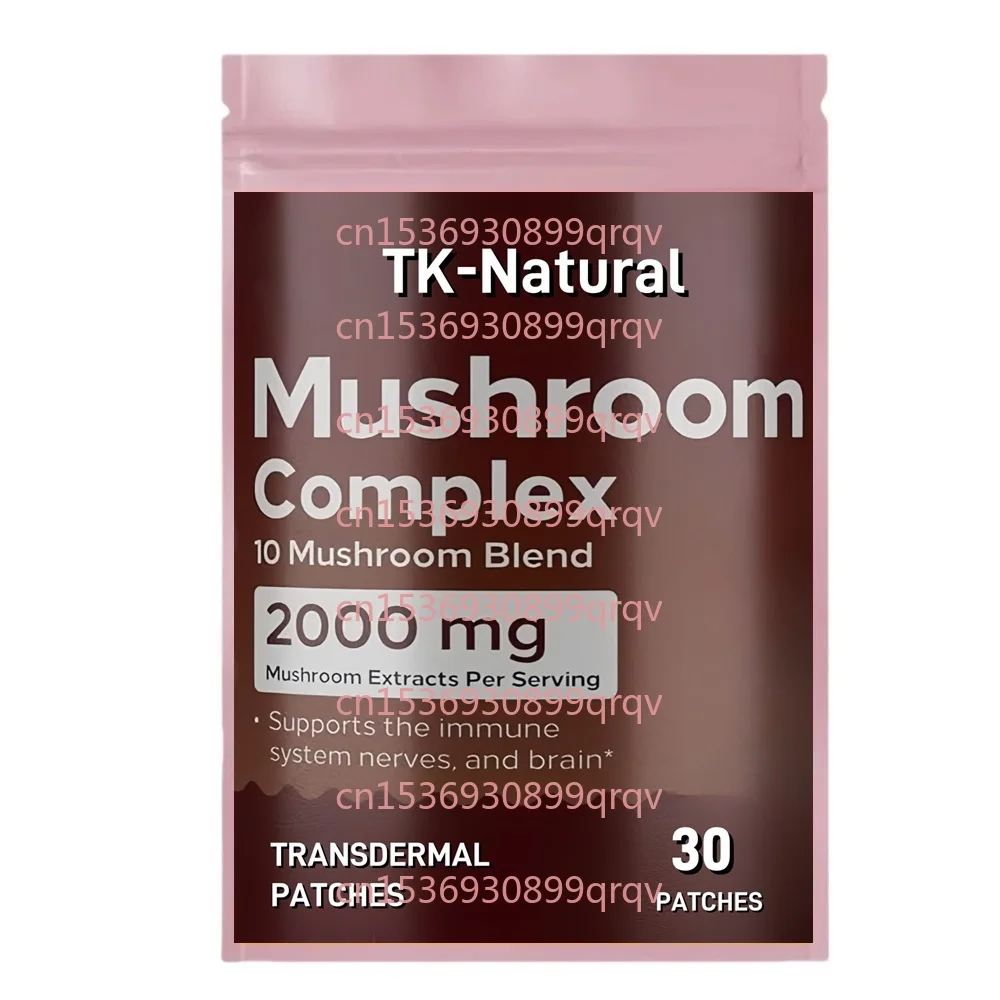 

30 Patches Mushroom Complex Transdermal Patches with Cordyceps Reishi, Shiitake, Lions Mane to Support Memory and Focus