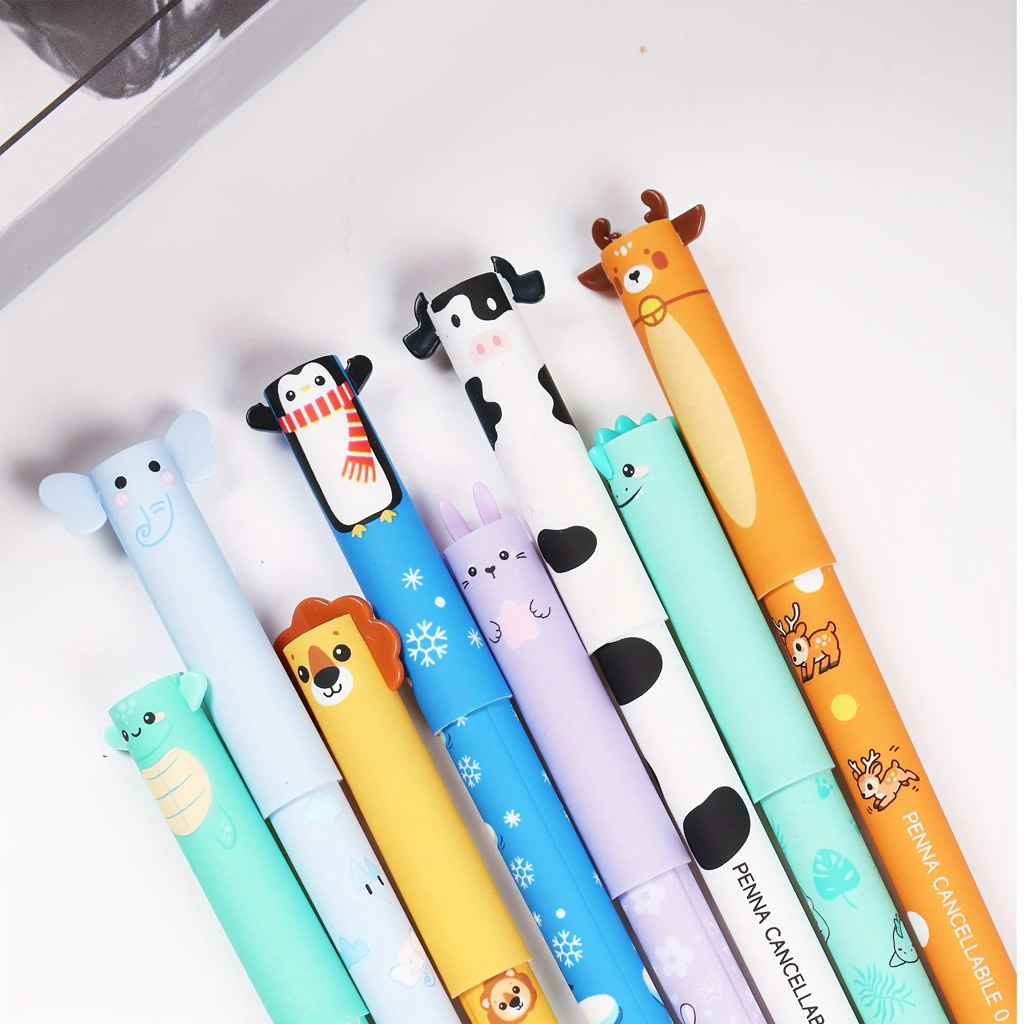 8er-Pack löschbare Stifte in Tierform für Journaling, Schreiben, Bürobedarf, Geburtstagsgeschenke, Weihnachtsgeschenke, Geschenkideen, Gelstift – Detail 2