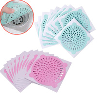 10Pcs Disposable Shower Drain Hair Catcher Round Hair Catchers Waterproof Adhesive Mesh Stickers for Shower Drain Cover Bathroom