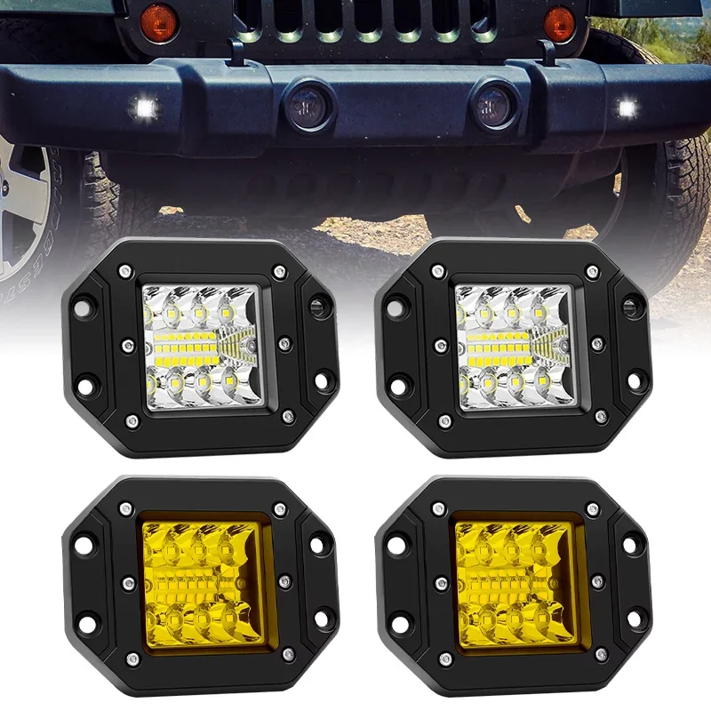 

Led Daytime Running Light Working Lamp 6000K 9-36V 5" Flush Mount Led Work Light Bar Large Cover Floodlight Car Accessories