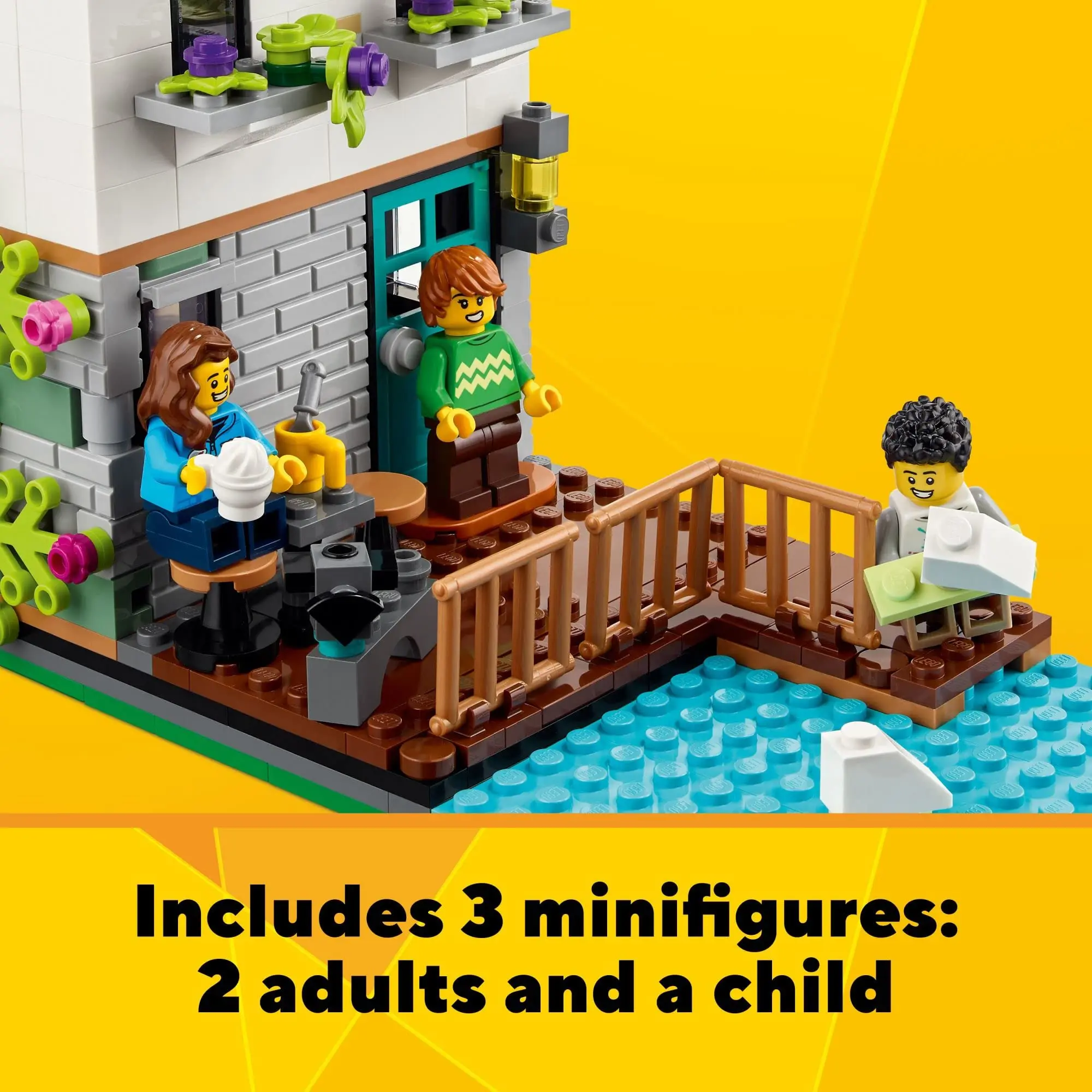 LEGO Creator 3 in 1 Cozy House Toy Set 31139 Building Kit with 3 Different Houses Plus Family Minifigures Accessories Gift