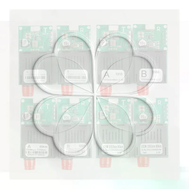 TTL Optical Transceiver Module DC 5.5-26V FC Interface For Drones Terminal Equipment RX/TX/AV/VCC/GND 20KM/40KM/60KM