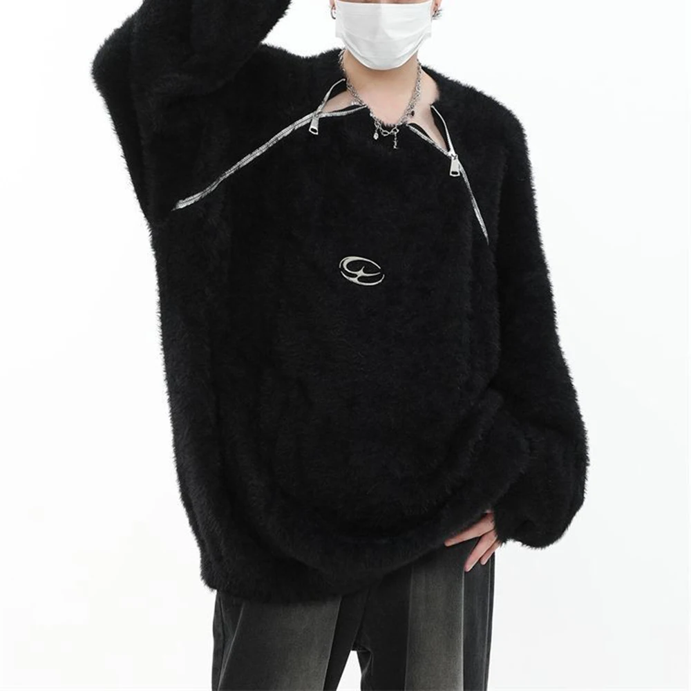 

Mens Autumn Sweater Y2k Zipper Trendy Knitwear Streetwear Fashion Youth Campus Versatile Long-Sleeve T-Shirt Men'S Clothing 2025